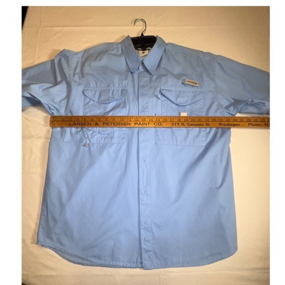 Columbia PFG Bahama II Fishing Shirt Mens Large Blue Short Sleeve Button Up UPF - Picture 3 of 5